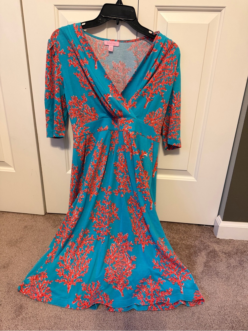 Lilly Pulitzer Teal Dress with Coral Print